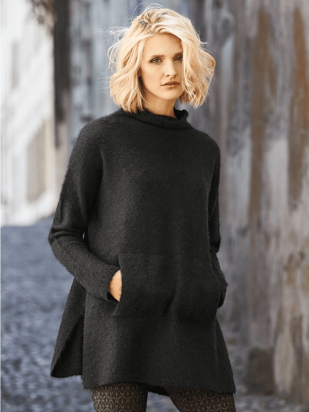 Peruvian Connection Balie Alpaca Blend Knit Pullover Sweater Tunic Black Size S